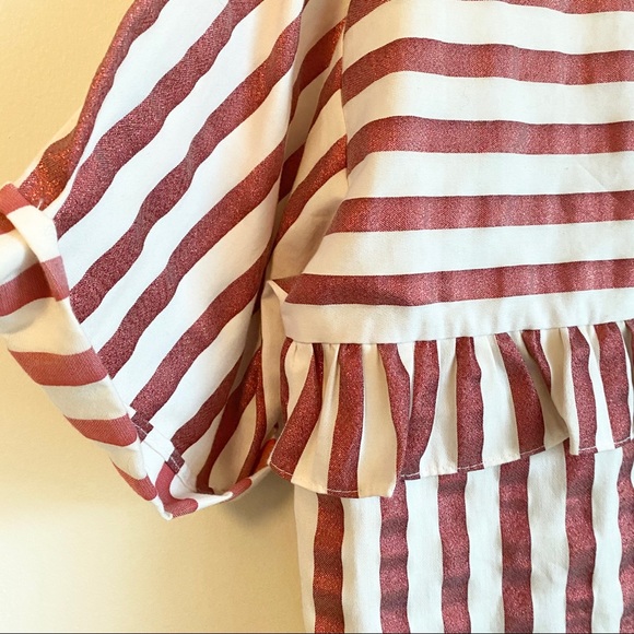 SOLD Red and off white stripped blouse - Picture 2 of 15